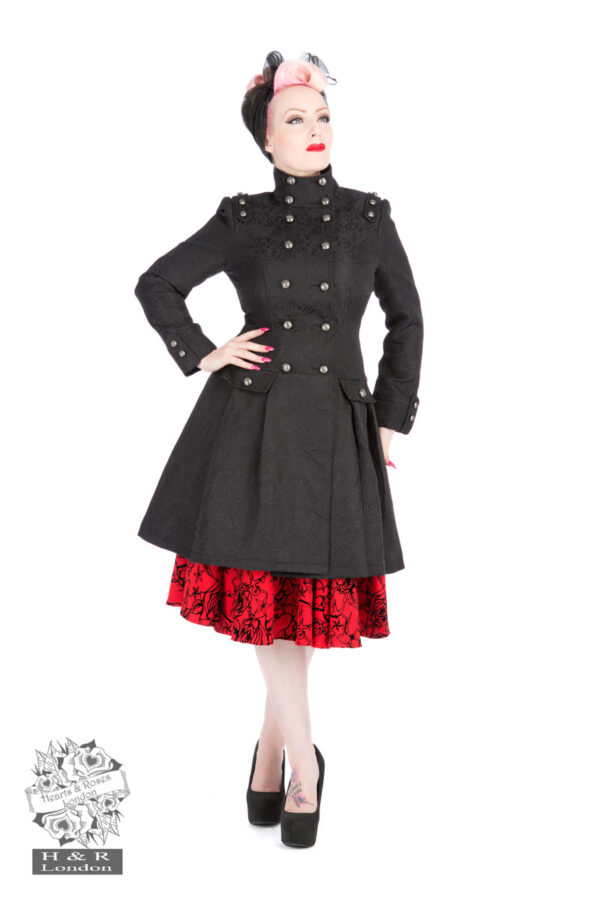 HR9190-Black Brocade Coat-1