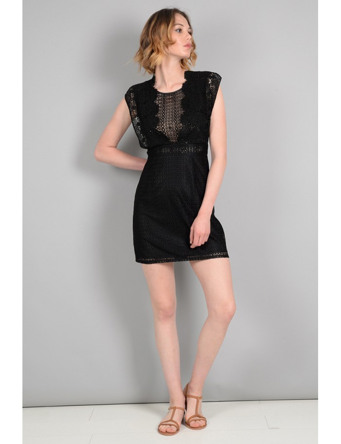 Vestido Encaje Negro Escote V - Soul Barcelona