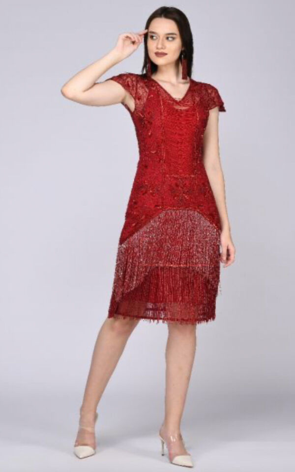 Vestido Perlas Rojas