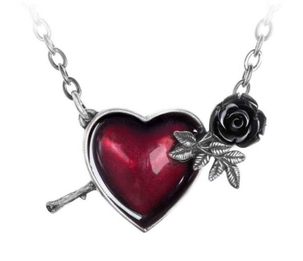 collar corazón rosa negra