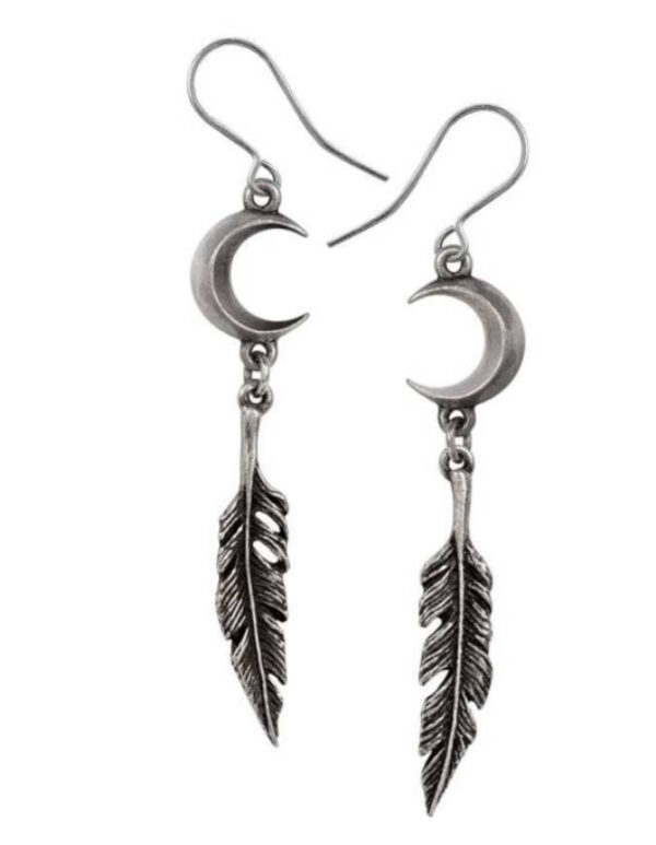 pndientes luna pluma