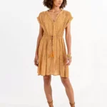 ocrevestido-de-manga-corta-con-estampado-y-lazada-