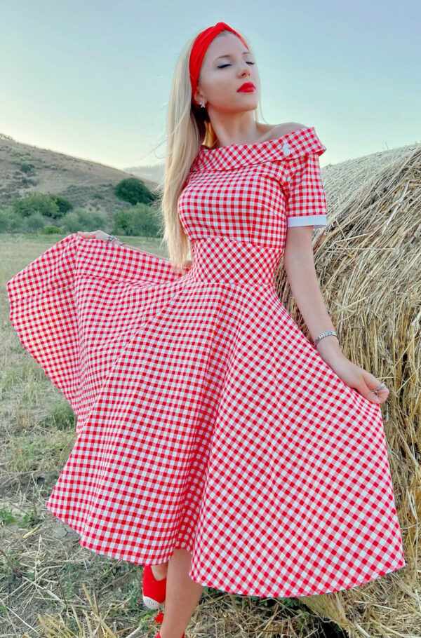 dollv333redgihWoman_sRetroRedGinghamSwingDress_800x