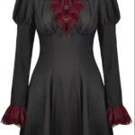 vestido jabot granate