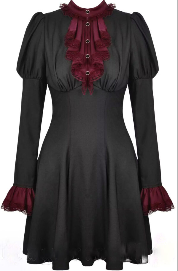 vestido jabot granate