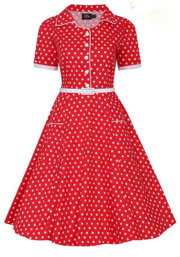 camillero rojo topos blanco