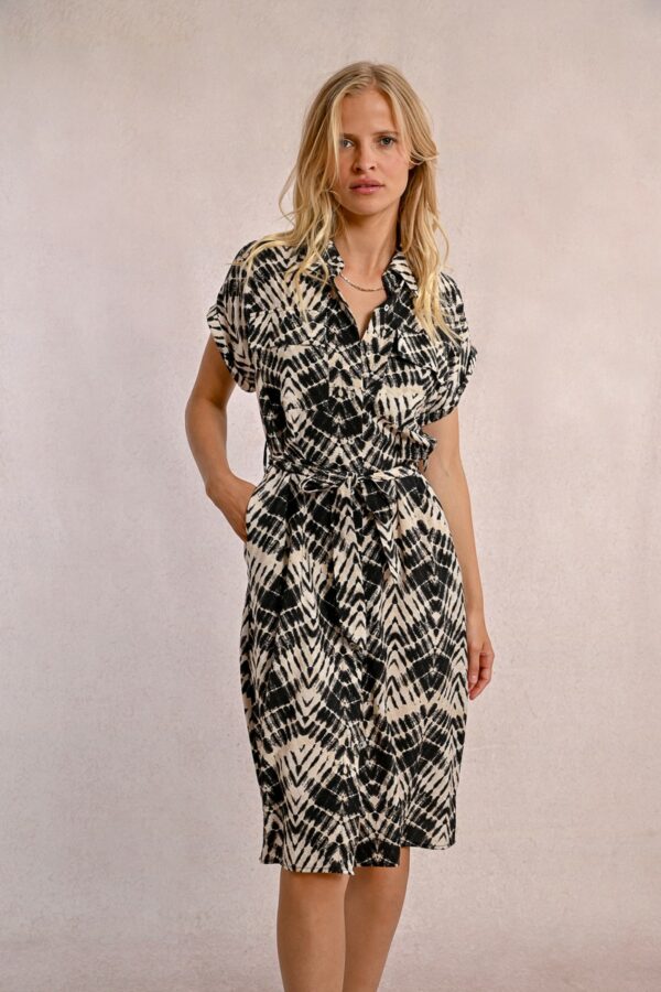 mol.vestvestido-camisero-de-manga-corta-con-estampado